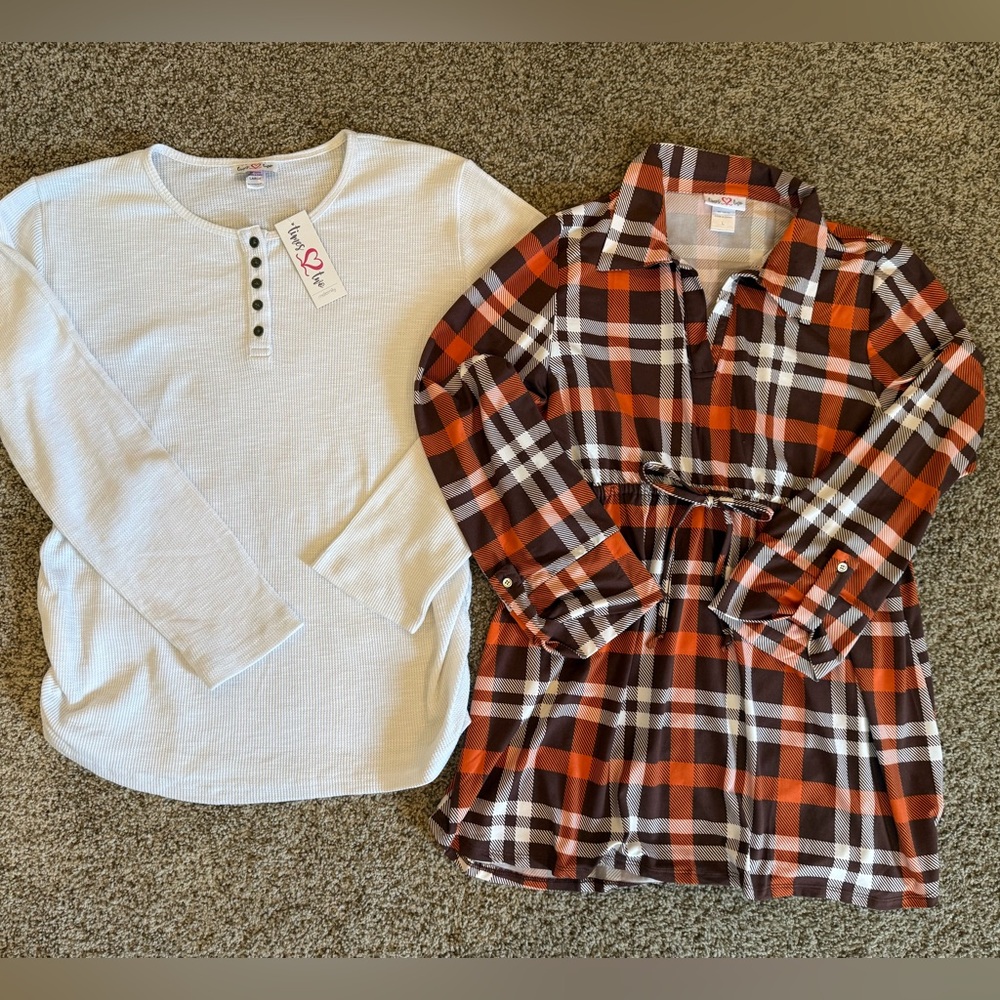 Times Two Fall Maternity Shirt Bundle- Size L
